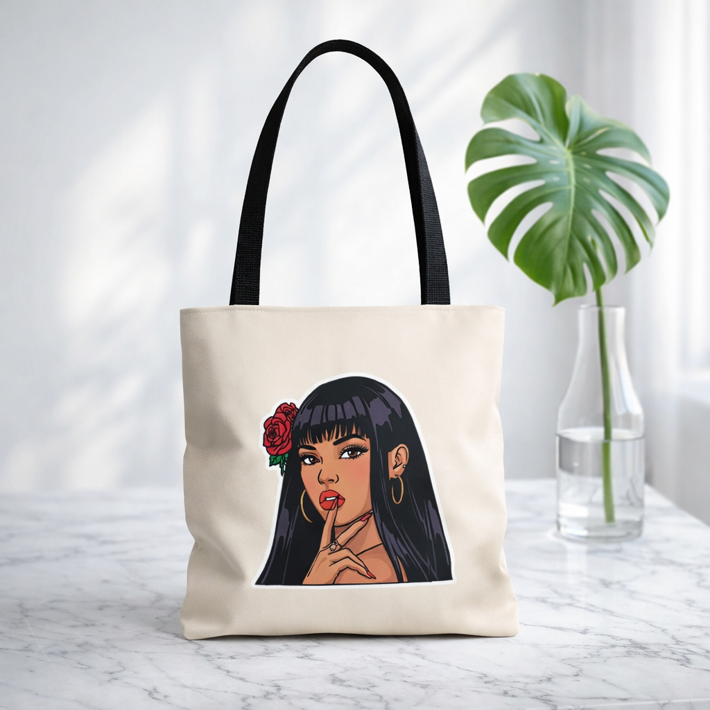 Chicana Girl Tote Bag | Muñeca Canvas Tote | Mexican American Woman Bag