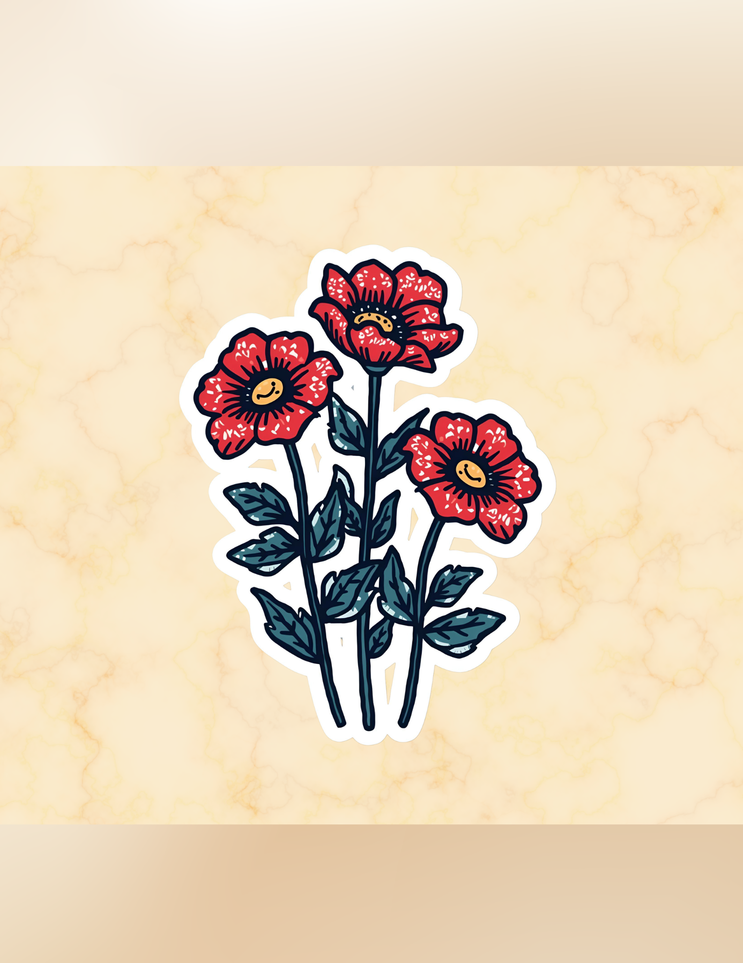Red Wildflower Bouquet Sticker | Chicana Floral Sticker | La Muñeca Dorada