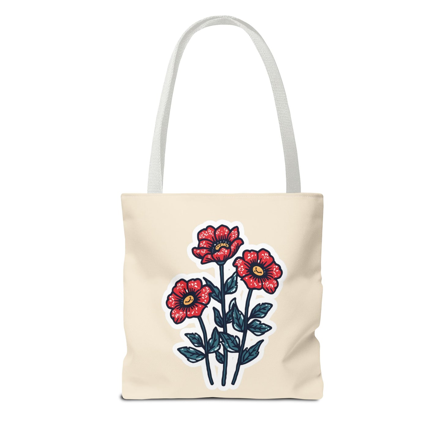 Red Wildflower Tote Bag | Chicana Floral Canvas Tote