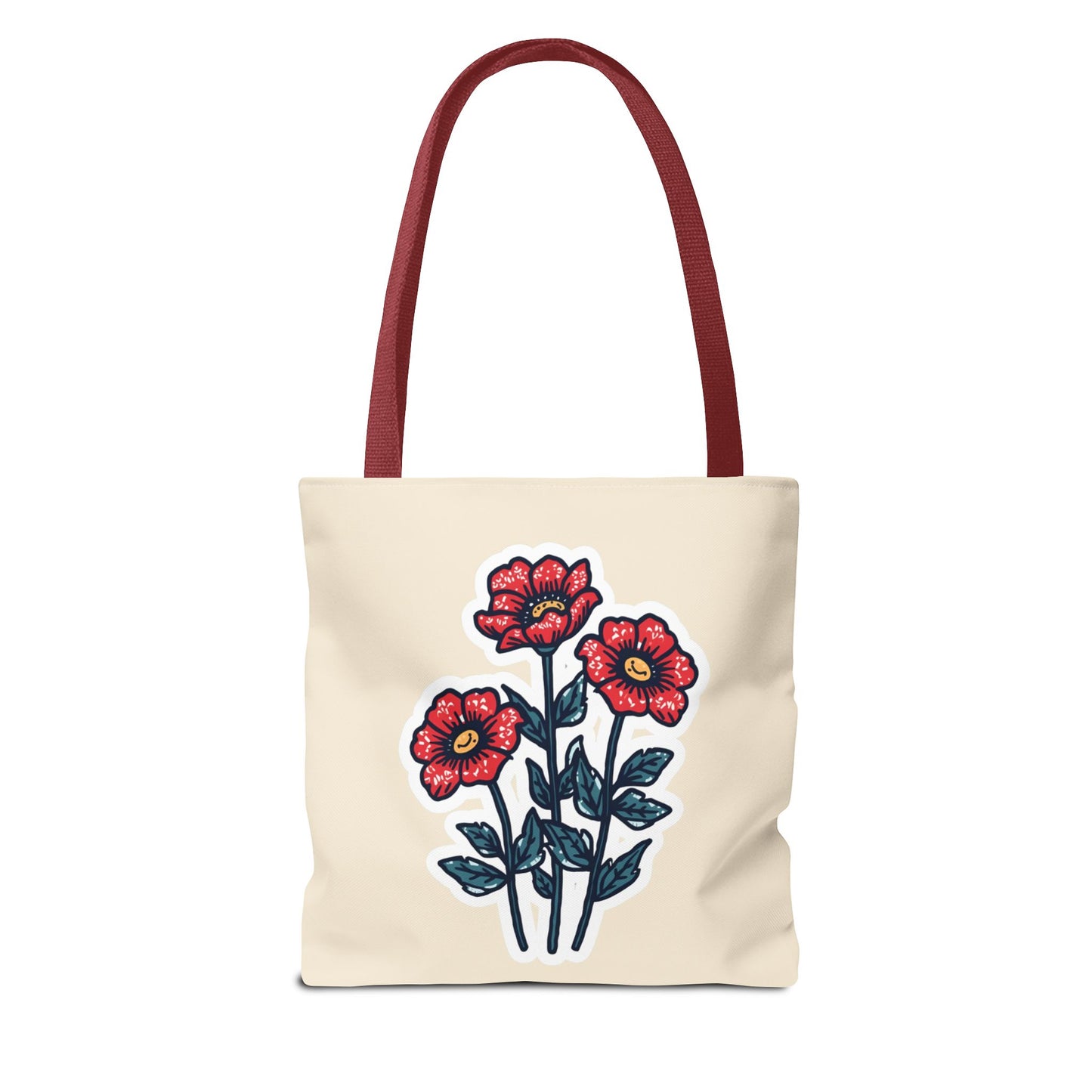Red Wildflower Tote Bag | Chicana Floral Canvas Tote