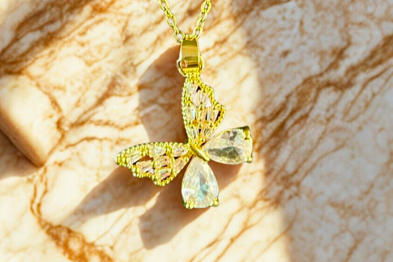 Dainty Butterfly Necklace | 18K Gold Plated | 18 Inch Chain | Delicate Gold Jewelry